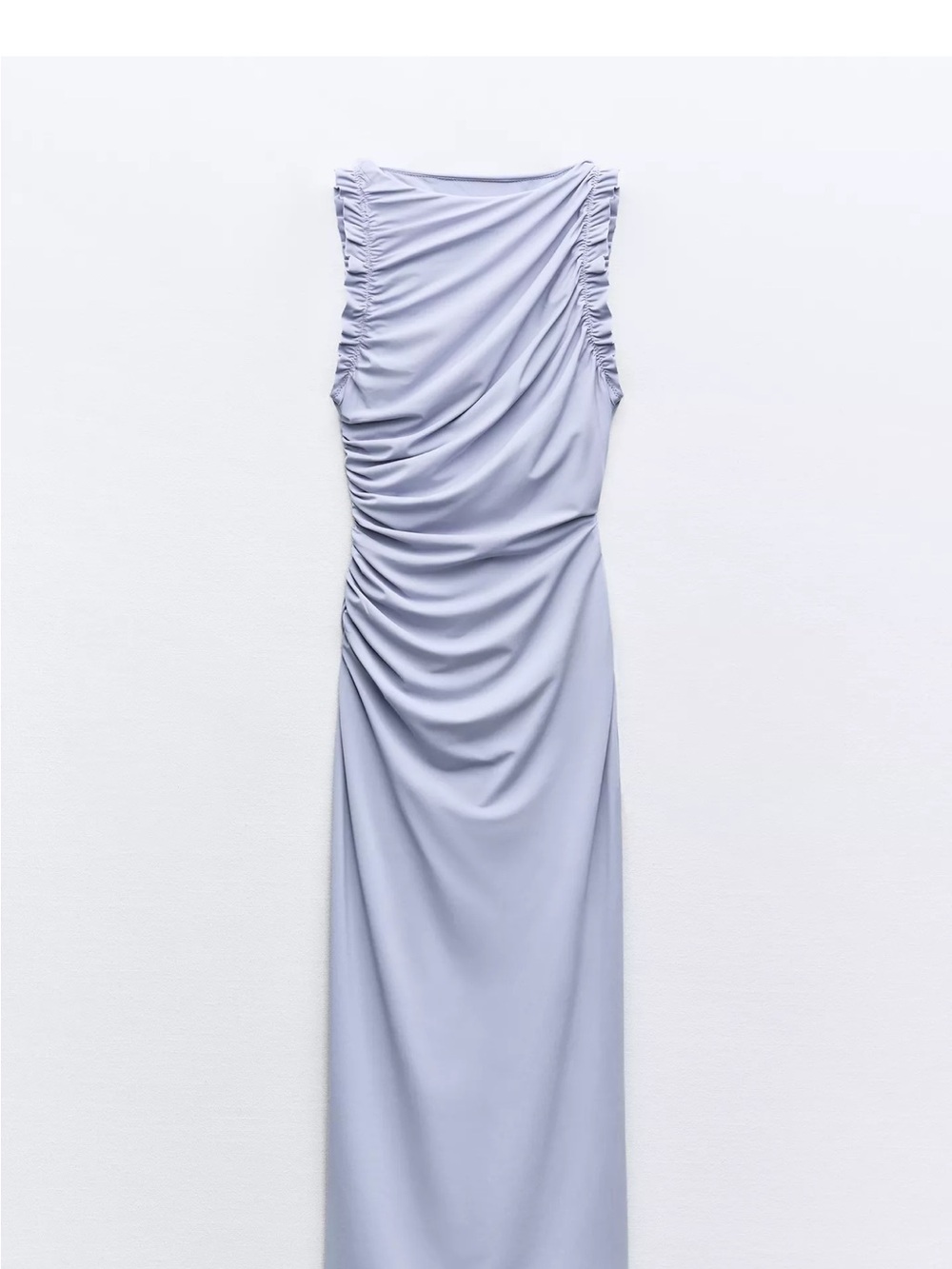 Zara Light Blue Ruched Maxi Dress
